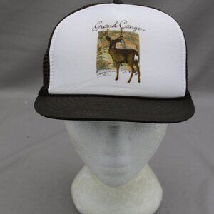Vintage Screened Trucker Hat - Grand Canyon Deer Graphic - Adult Snapback